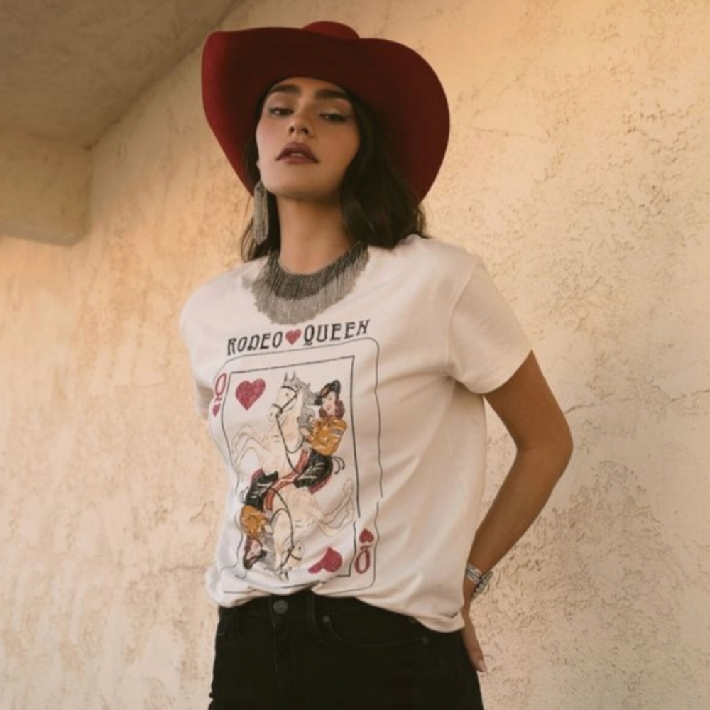 Idyllwind white rodeo queen graphic short sleeve trustee tee shirt Small